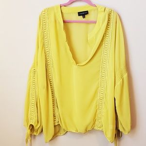 Lane Bryant chartreuse lemon sheer blouse